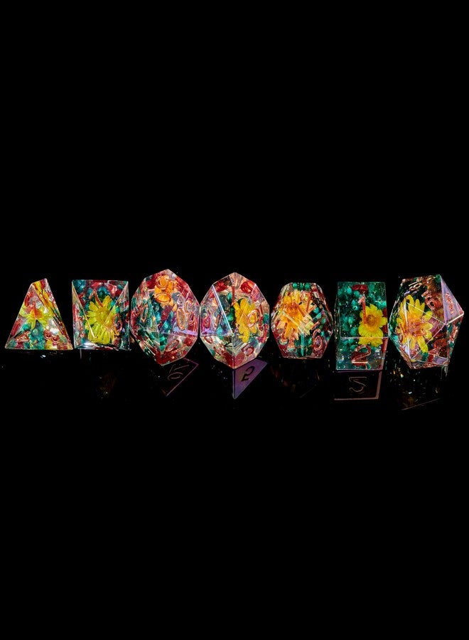 FugaCity DND Dice Set, Handmade Sharp Edge 7 Piece Resin Dice-Dungeons and Dragons Polyhedral Dice Set, D&D Dice Set with Gift Dice Case for RPG MTG Table Games - Image 5